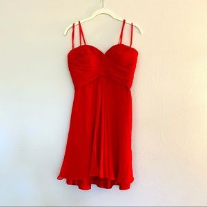 Strapless red dress